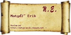 Matyé Erik névjegykártya